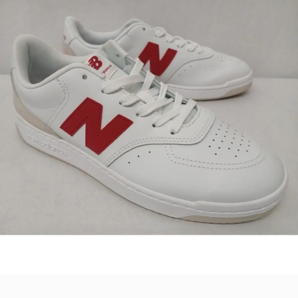 NWOT Unisex New Balance BB80 White and Red Athletic Shoes - Picture 3 of 8